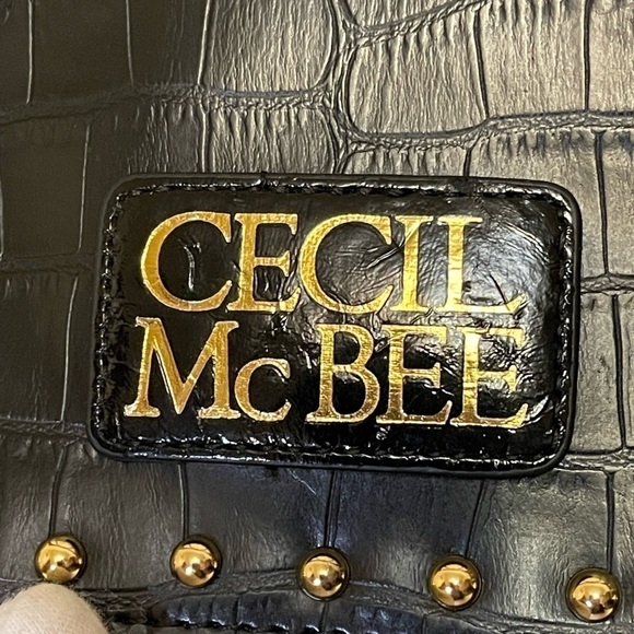 CECIL McBEE japanese brand croc studded pattern bag in black and silver - Picture 3 of 17